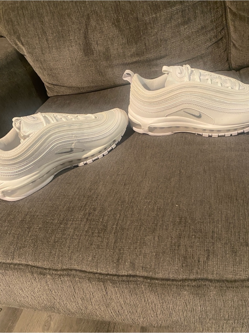 Nike White and Silver Air Max 97 Sneakers